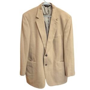 Jos A Bank 100% Camel Hair Blazer Sport Coat Size 46L Tan Classic Jacket